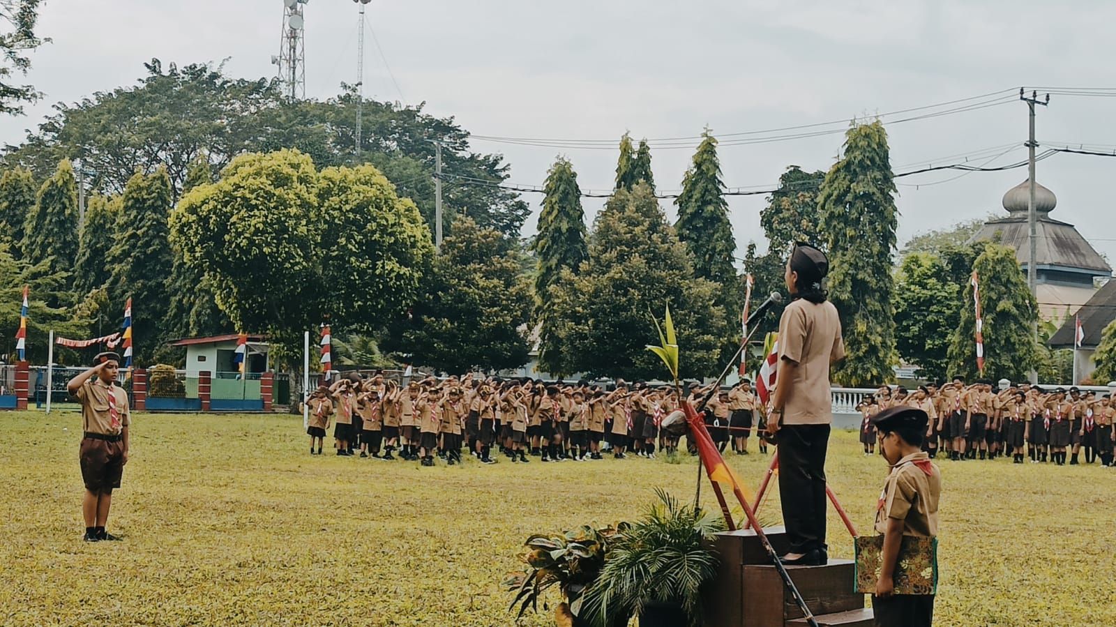 Upacara Hari Pramuka ke-64 Pangkalan TK, SD, SMP Xaverius Terbanggi Besar”Kolaborasi Untuk Membangun Ketahanan Bangsa”
