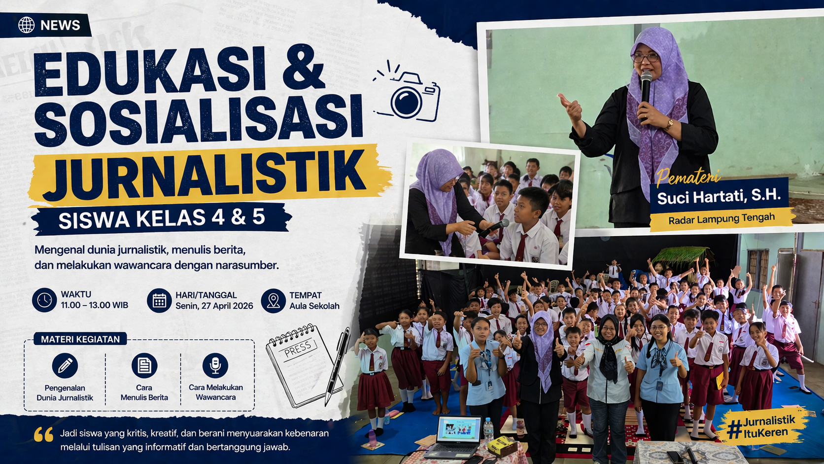 Edukasi Jurnalistik Siswa Kelas 4 dan 5: Menumbuhkan Kemampuan Menulis dan Wawancara Sejak Dini