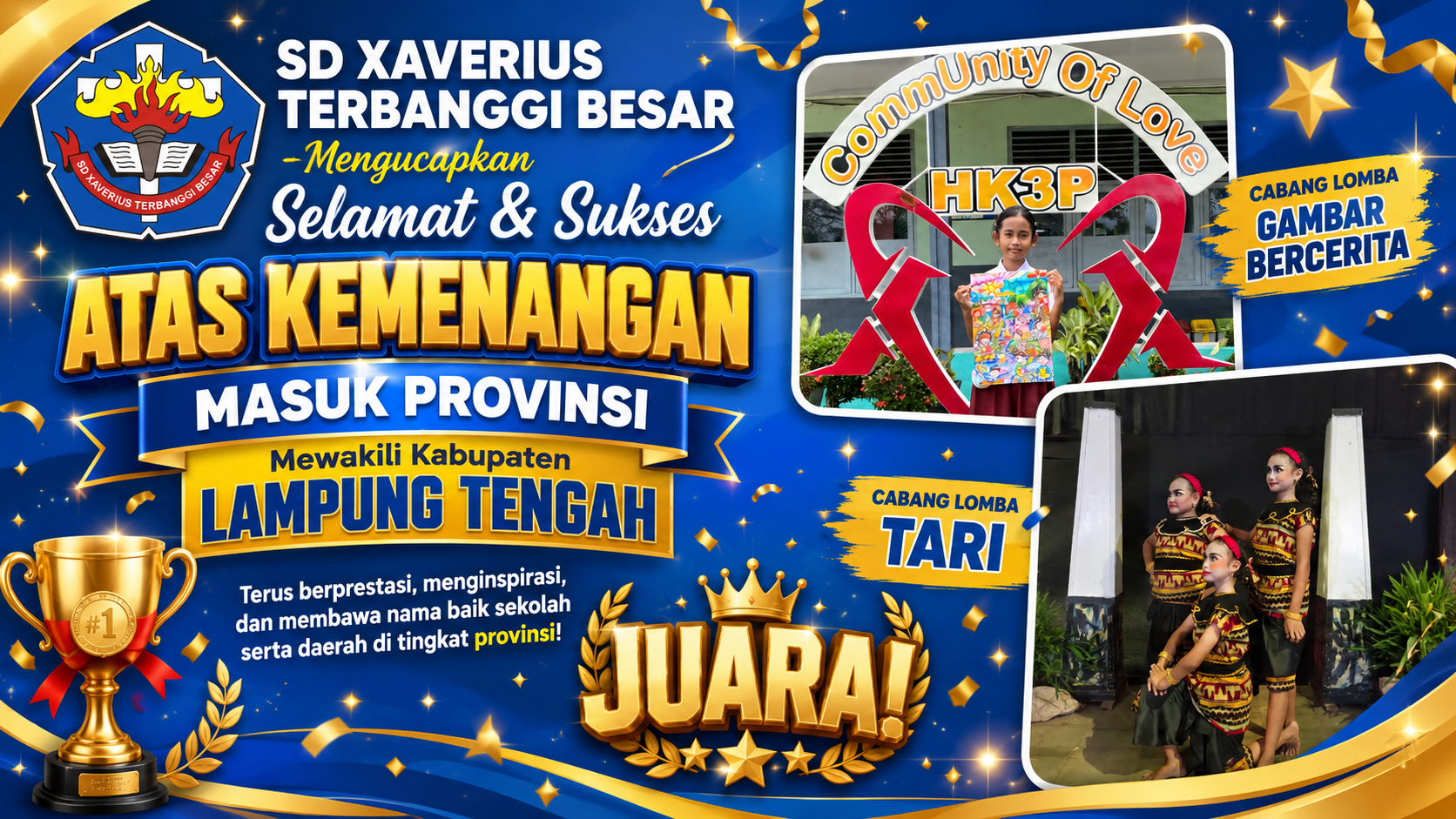 SD Xaverius Terbanggi Besar Raih Juara FLS3N Siap Melaju ke Provinsi