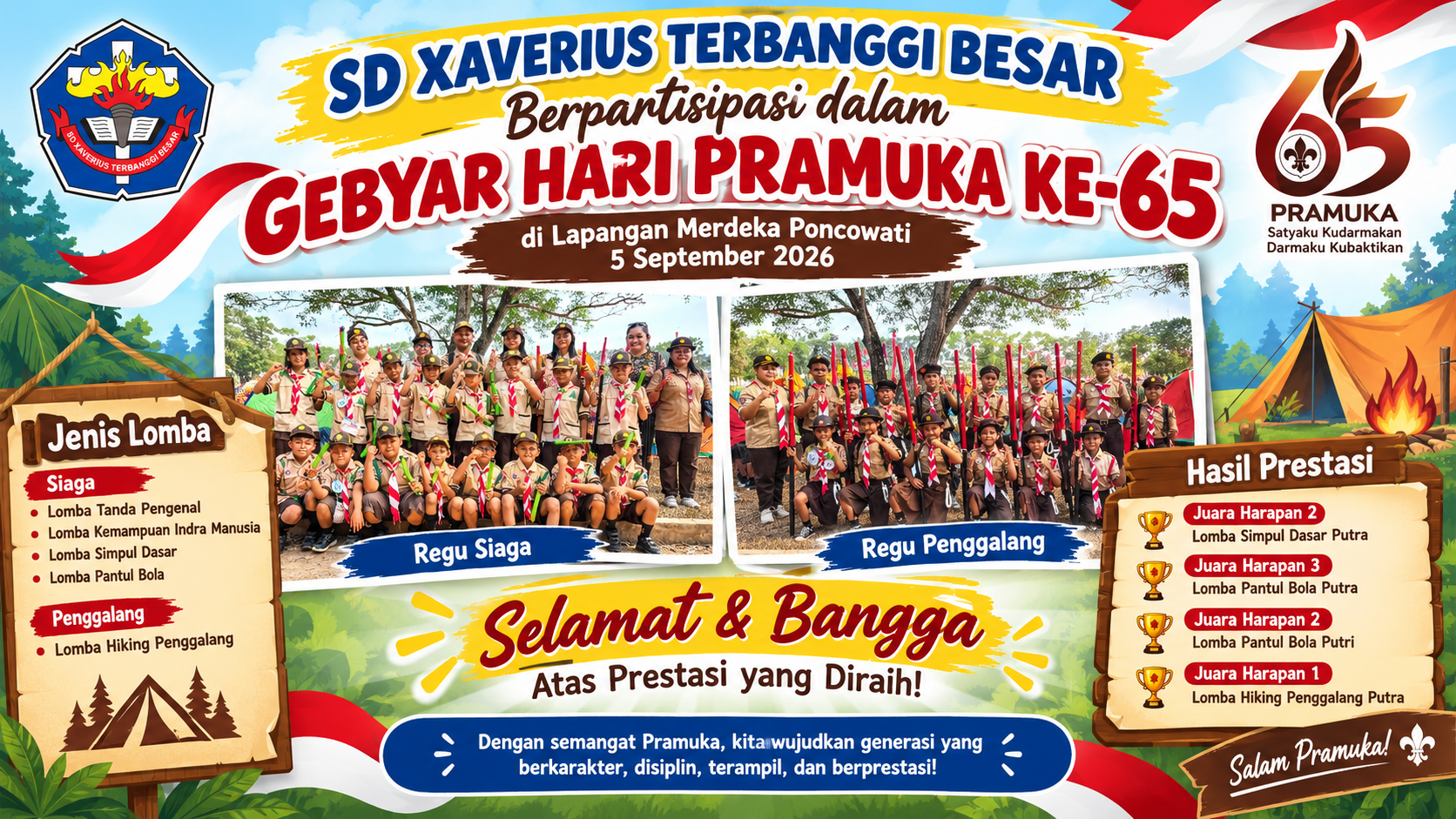 Gebyar Hari Pramuka ke-65, SD Xaverius Terbanggi Besar Raih Empat Prestasi